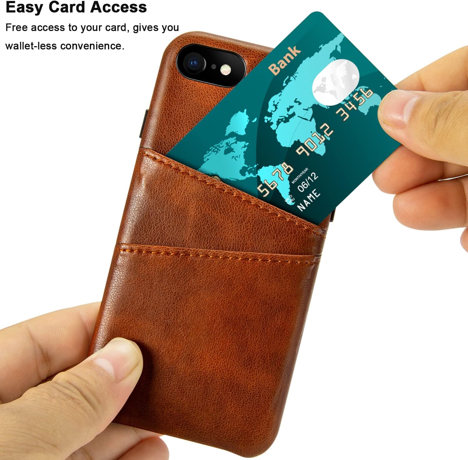 TENDLIN Compatible with iPhone SE 2022 Case (3rd Gen)/iPhone SE 2020 Case (2rd Gen)/iPhone 8 Case/iPhone 7 Wallet Design with 2 Card Holder Slots Premium Leather Case (Brown)