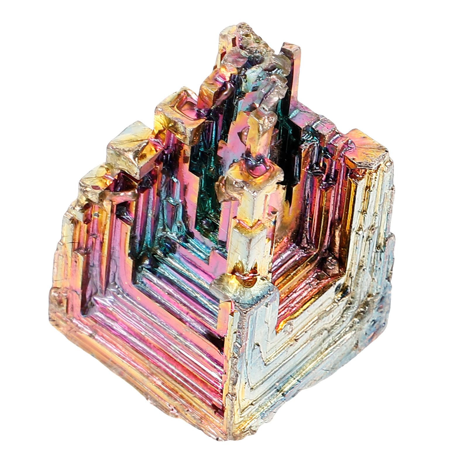 Baluue Natural Bismuth 40g Rainbow Bismuth Crystal Stone Specimen, Bismuth Gemstone Mineral Specimen, Crystal Mineral Rock for Home Decoration Specimen Collection