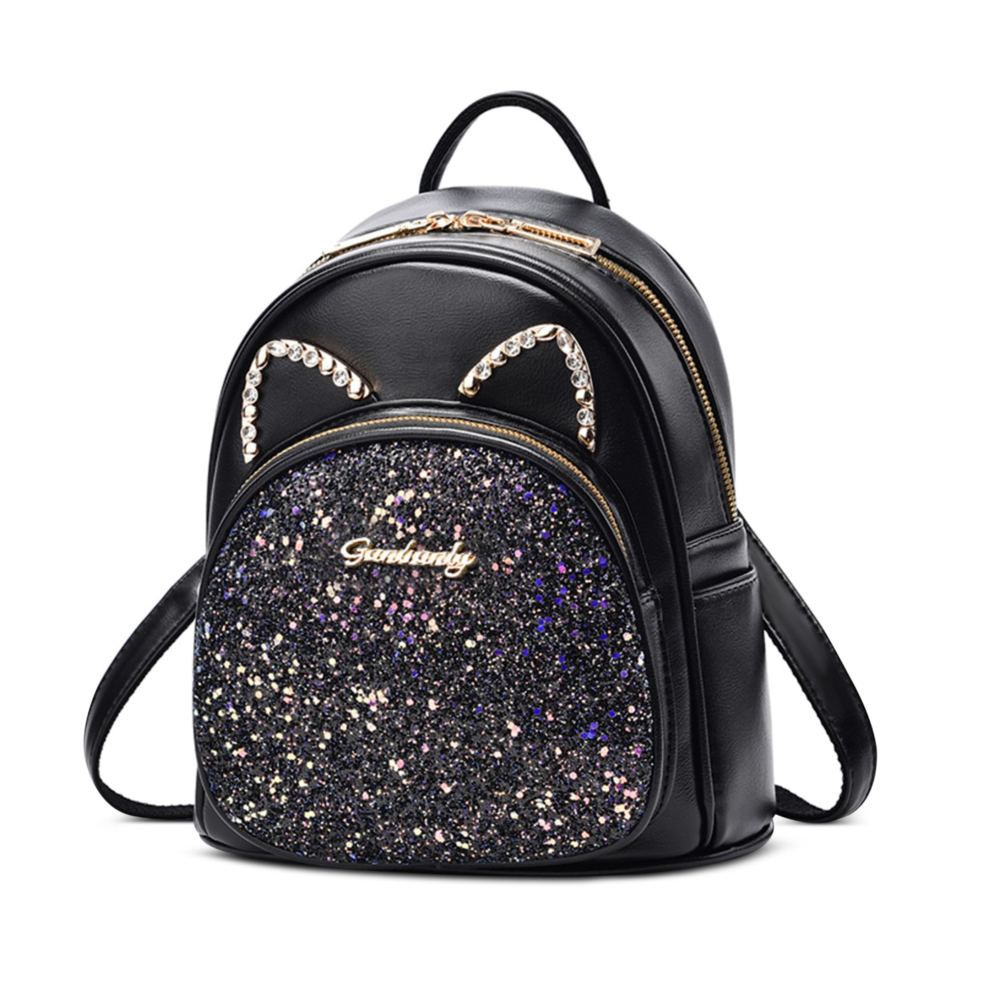 Zaino da Donna Carino Gatto Borse a Zainetto da donna Mini Leggero Antifurto Borsa a Tracolla Pelle Impermeabile per Ragazza Viaggio Scuola Lavoro Datazione Studentessa Nero