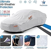 Vista 2 de EzyShade Funda de Coche de 10 Capas Impermeable para Todo Tipo de Clima. Consulte la Tabla de Tamaños del Vehículo para un Ajuste Preciso. Cubiertas