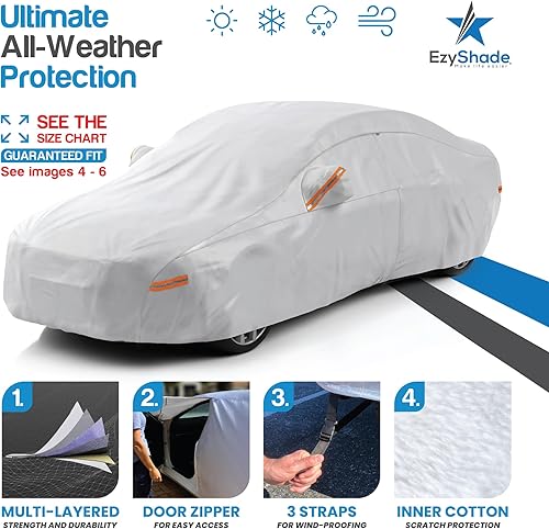 Miniatura 2 de EzyShade - Funda de 10 capas para auto, sedán, hatchback y SUV, impermeable, para todo tipo de clima y exterior, consulta la tabla de tamaños para