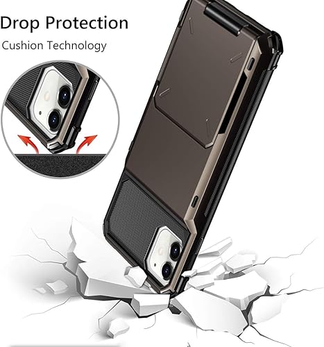 Miniatura 5 de Vofolen Funda para iPhone 11, cartera con 4 tarjeteros, ranura para identificación, puerta abatible, bolsillo oculto, antiarañazos, doble capa,