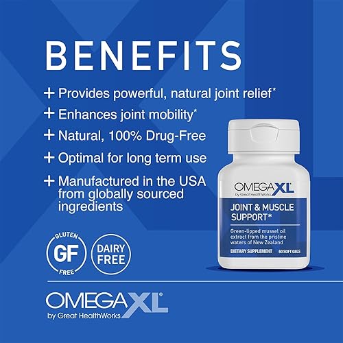 Miniatura 2 de OmegaXL Suplemento para aliviar las articulaciones, apoyo muscular natural, 60 cápsulas blandas (paquete de 2) y melatonina de liberación inmediata