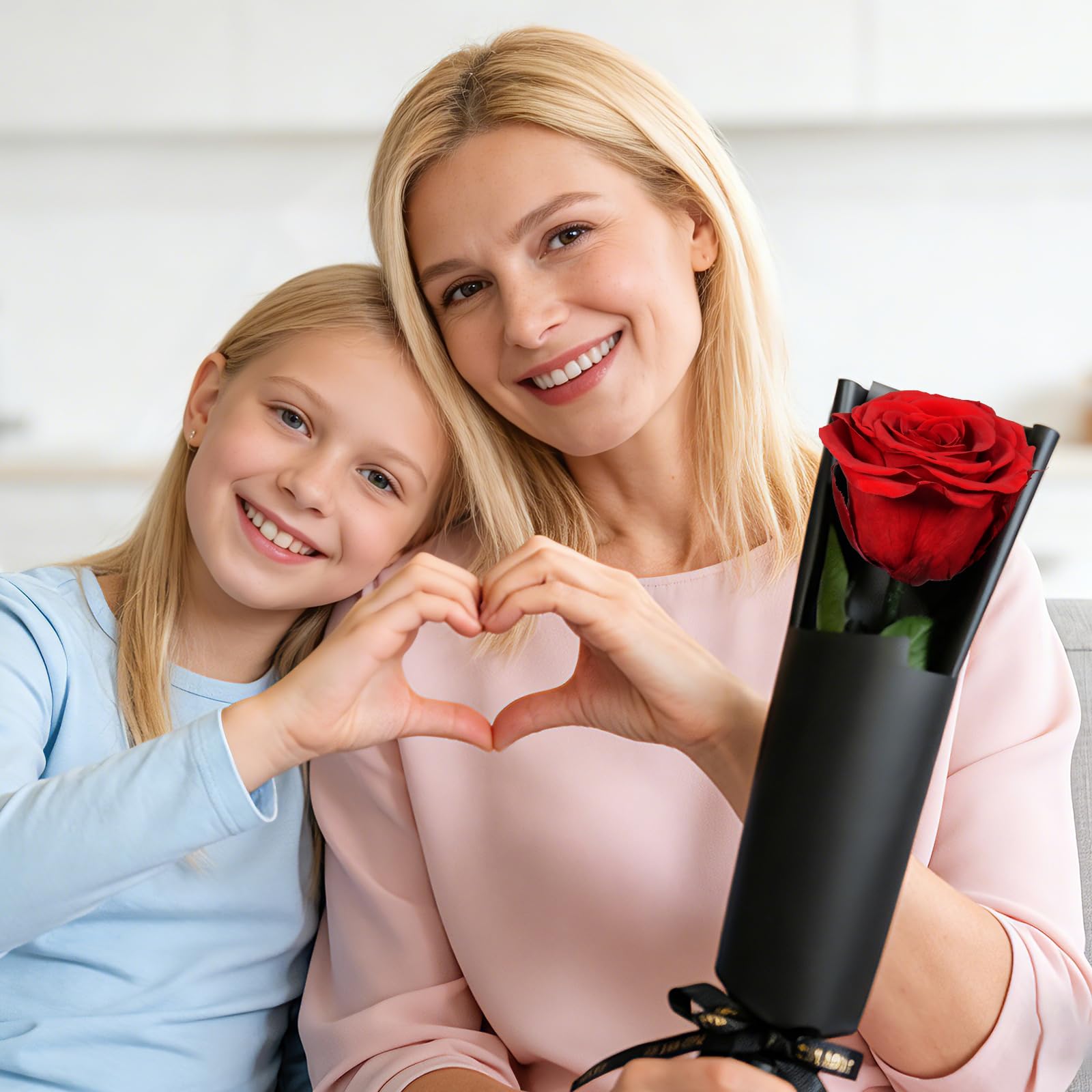 Yamonic Rosa Stabilizzata Regalo Donna, Vera Rosa Eterna con Steli Regalo per Donne Compleanno, Regali Natale San Valentino Festa della Mamma Anniversario Matrimonio Regali Fidanzata Mamma Nonna