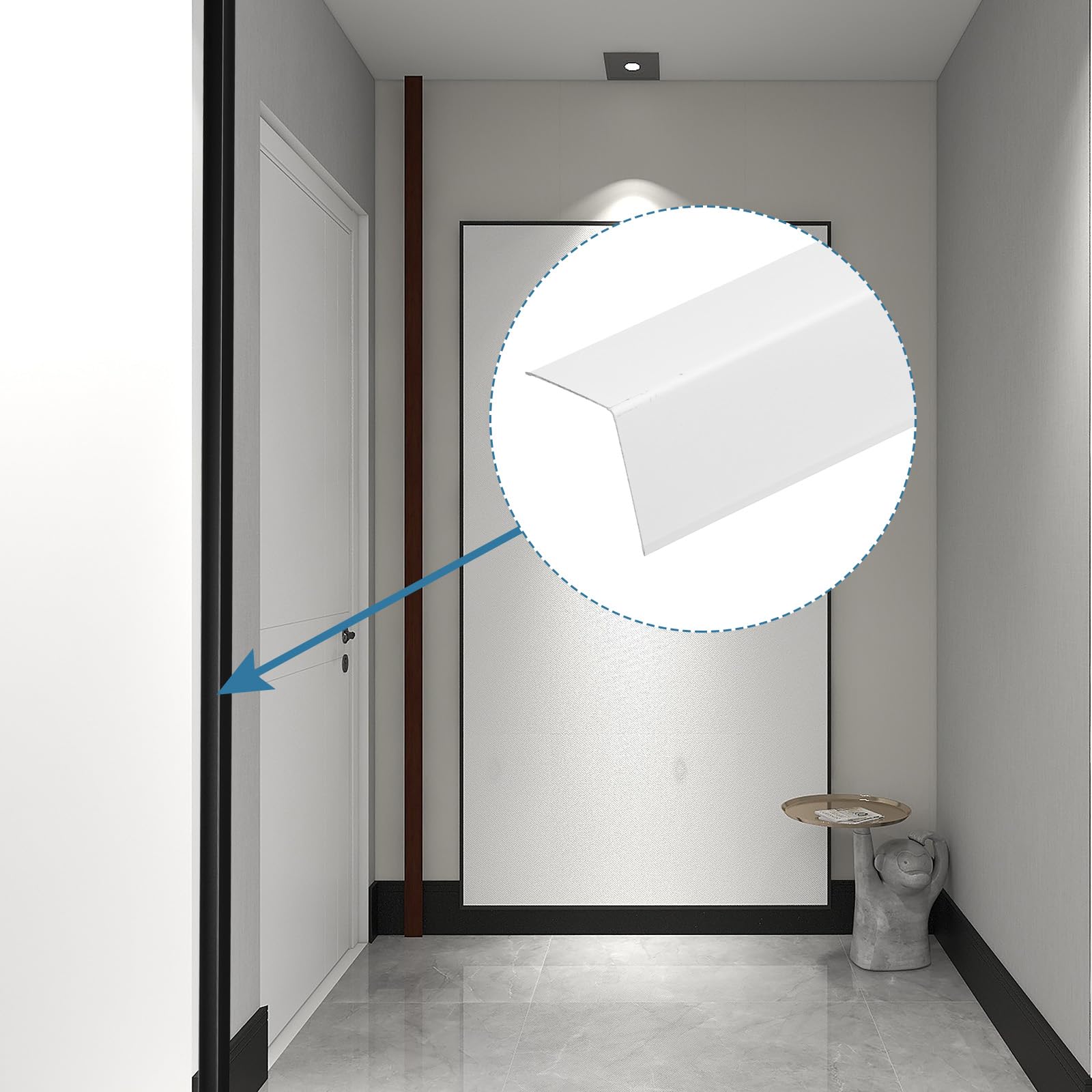 QUARKZMAN 3 Pezzi Paraspigoli A Muro In Alluminio A Forma Di L Marmo Bianco