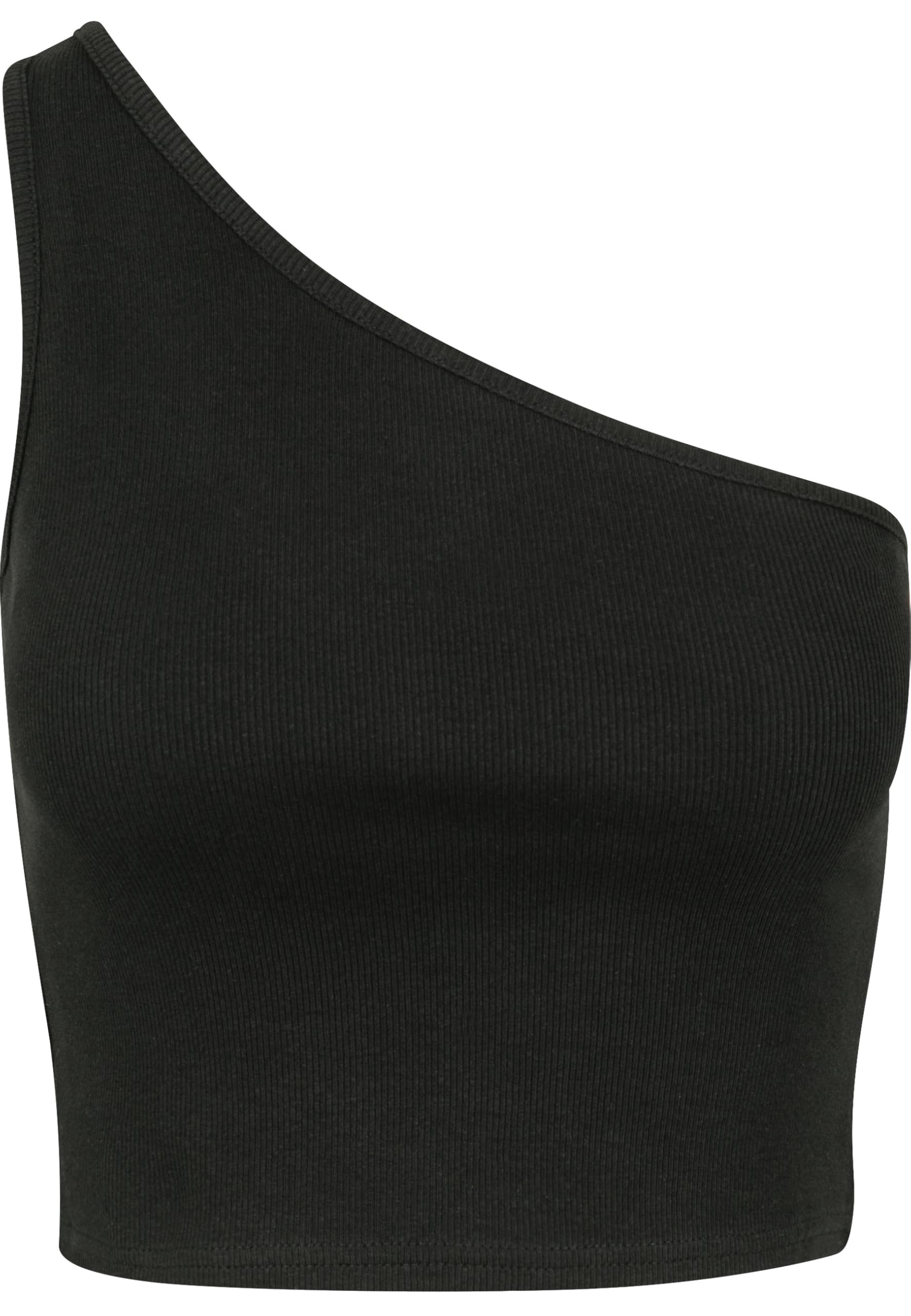 Urban Classics Women's Ladies Cropped Asymmetric TopSports Tank Top, Black (Black 00007), M