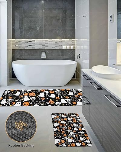 Miniatura 5 de Tapete de baño negro de Halloween para bañera, antideslizante, secado rápido y absorbente, tierra de diatomeas, fregadero de cocina, lavable,