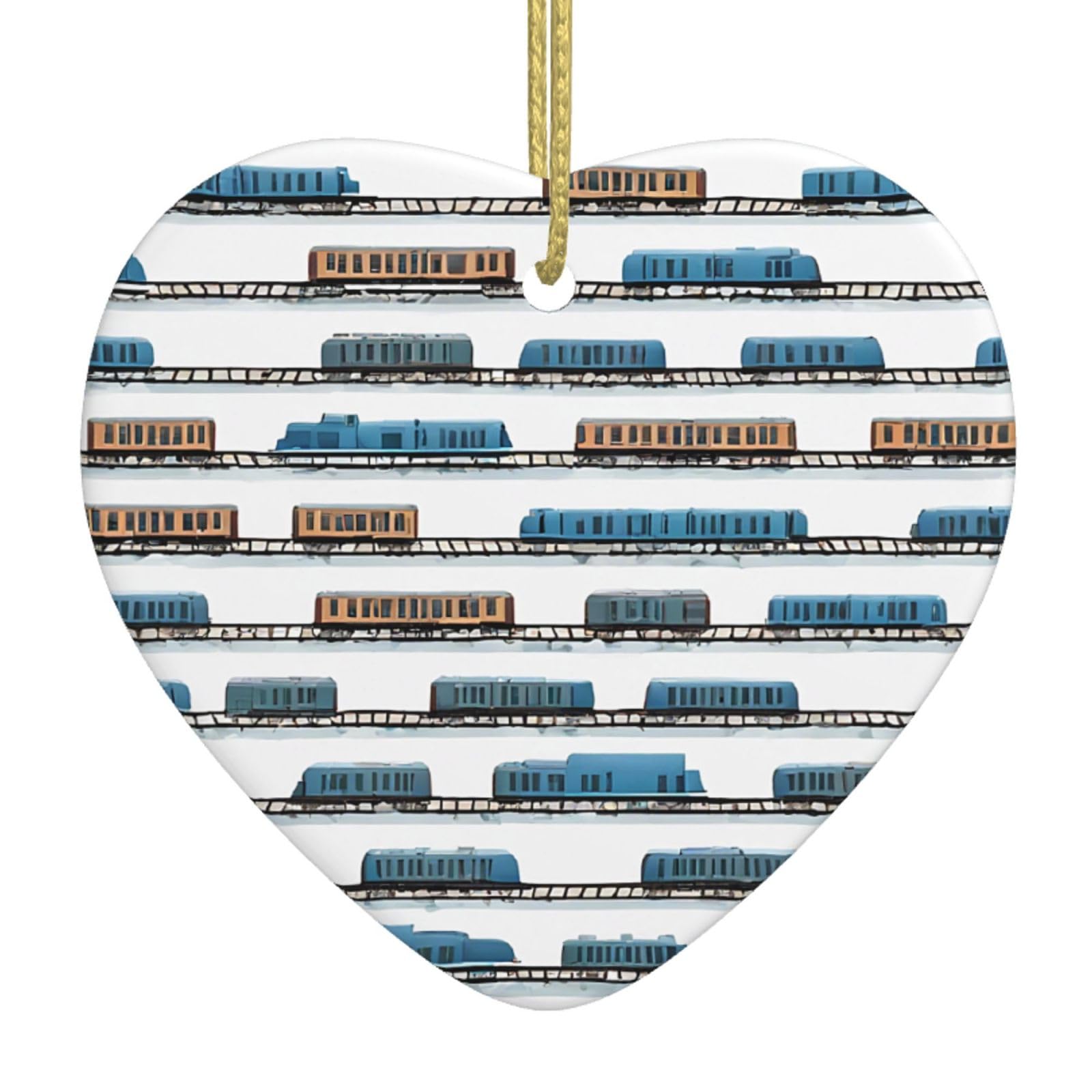 Aspoijhn Monorail Train (Monorail Train) Christmas Tree Ceramic Hanging Heart Bauble Ornaments Festive Xmas Pendant Decorations For Party Home Decor