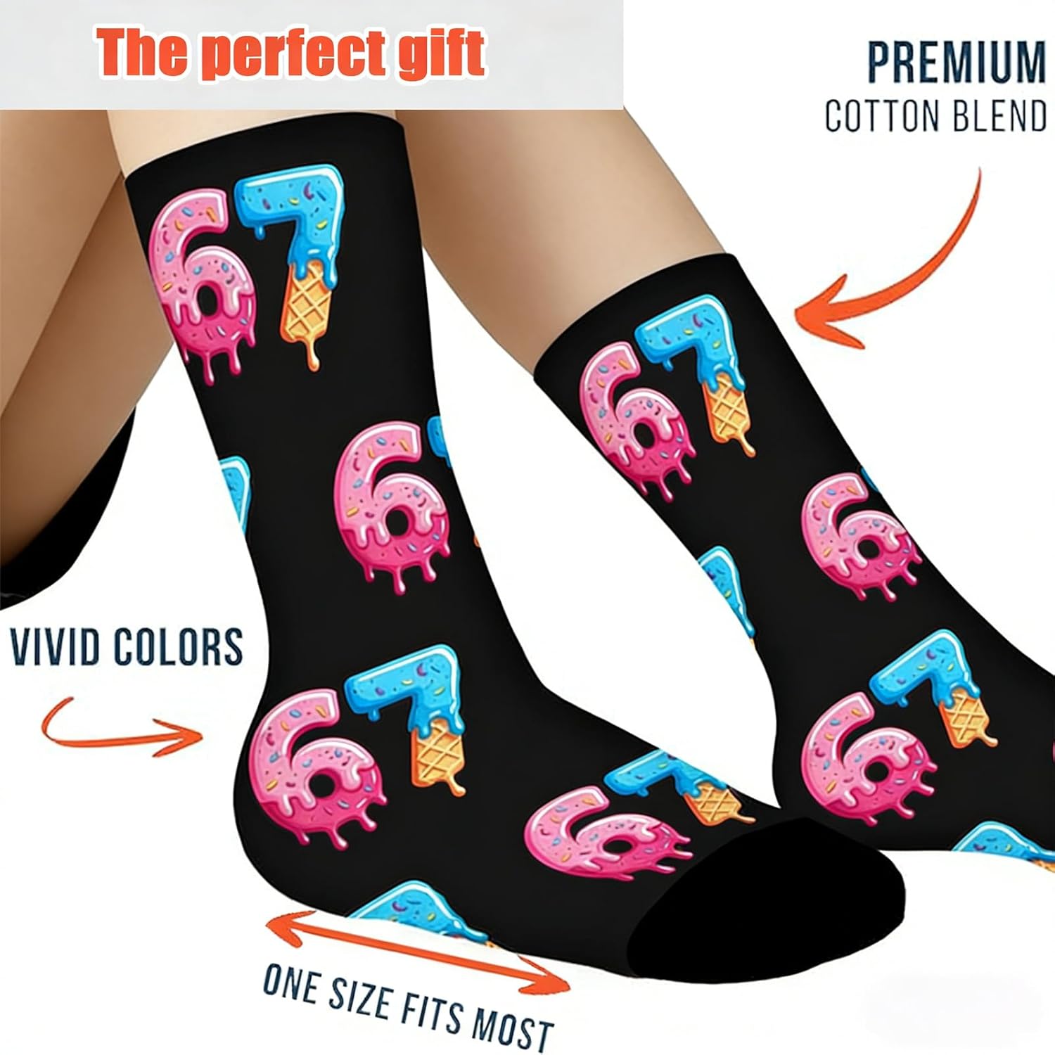 Socks 6 7Meme Funny Novelty Crew Gifts for Boys Girls Men Women - Image 4