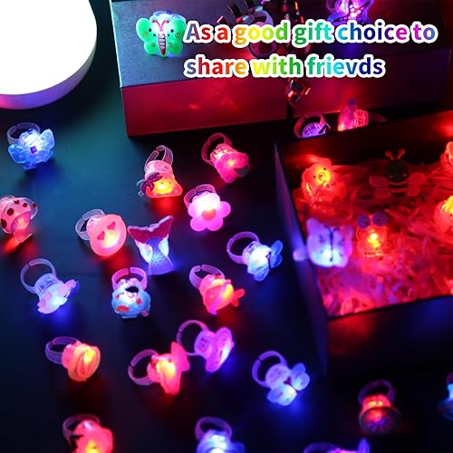 Miniatura 3 de NEEW 25 piezas de juguetes de anillos LED coloridos para los dedos, recuerdos de fiesta para niños, juguetes brillantes a granel, suministros de