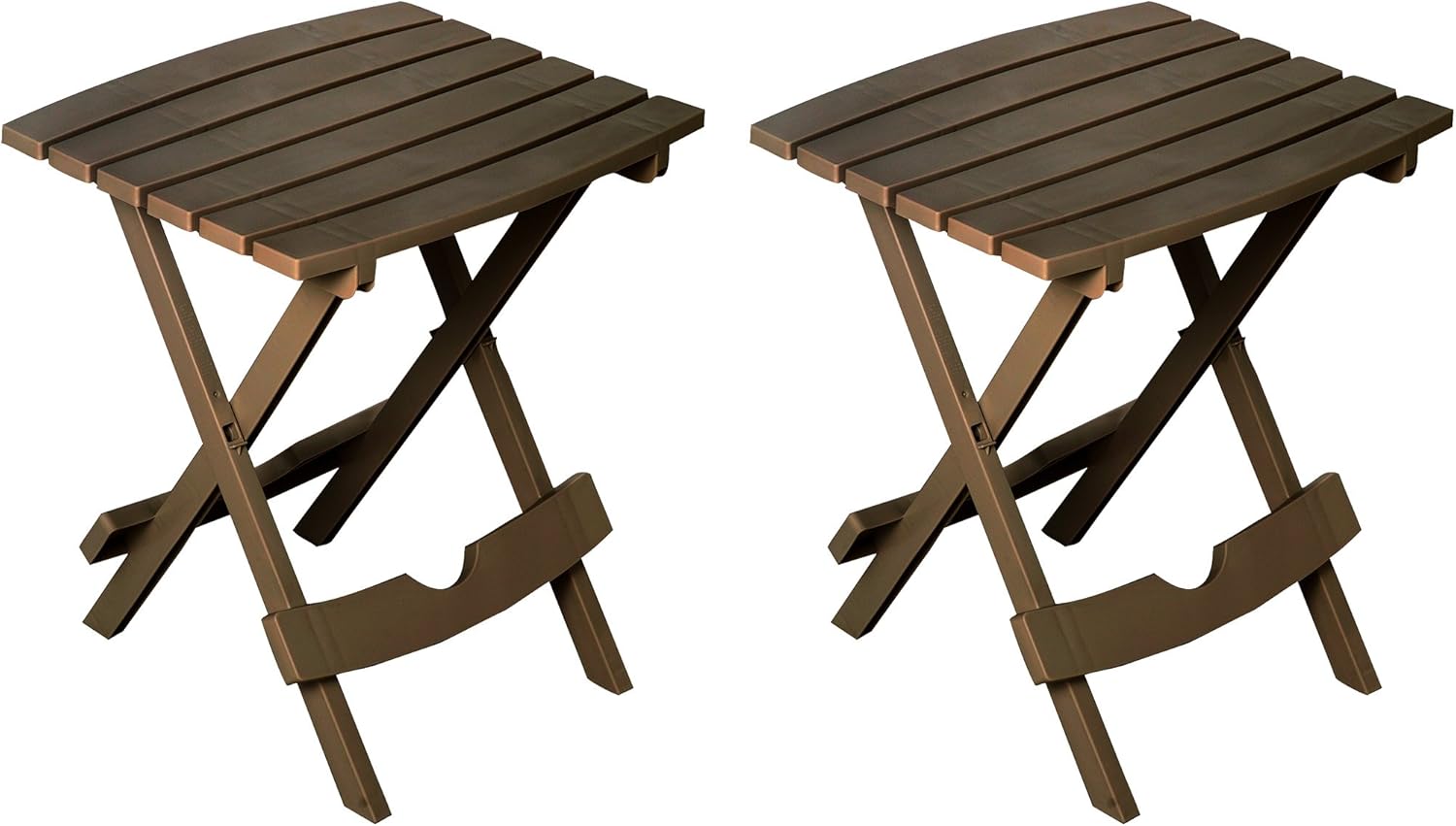 Adams Manufacturing 8500-60-4702 Plastic Quik-Fold Side Table 2 Pack, Earth Brown
