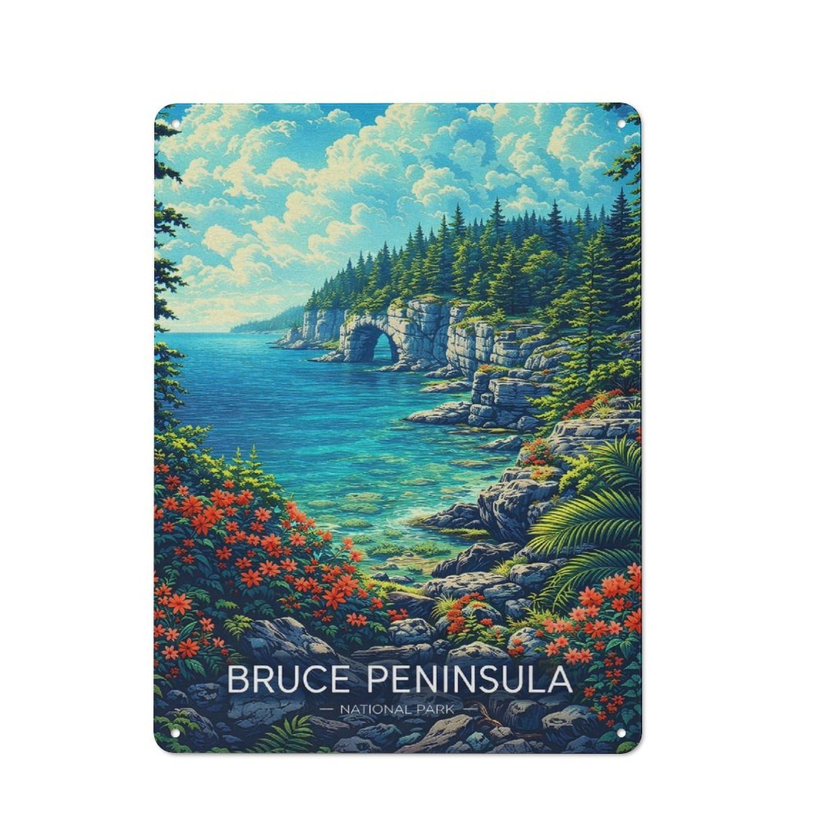 Junmoney Style-20 Bruce Peninsula National Park Metal Wall Plaque 40X30cm, Character Room Wall Plaque For Hallway, Home Bar, Garage Or Study