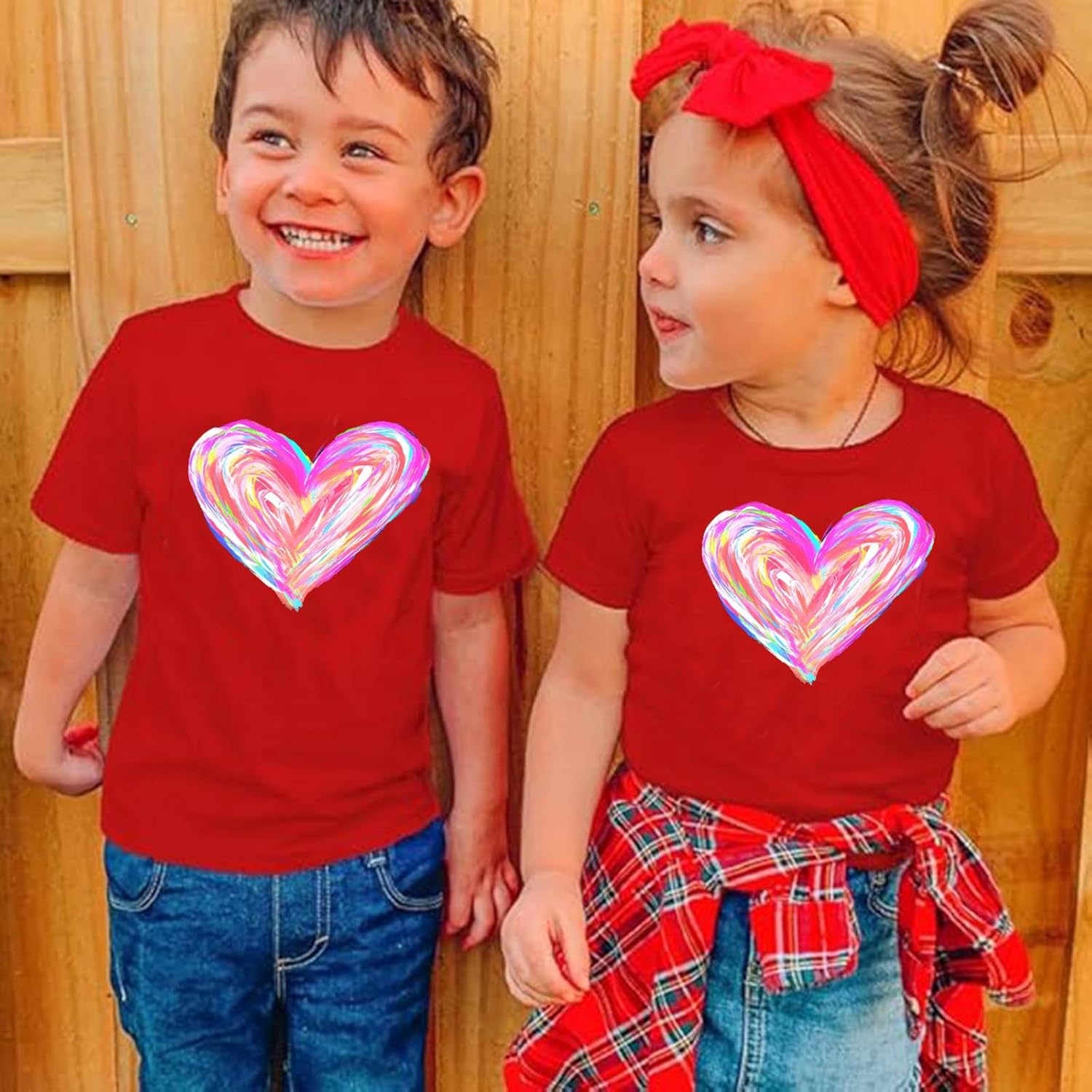 Valentines Heart Shirts for Baby Boy Girl Love Heart Graphic Tees T-Shirt Infant Toddler Short Sleeve Tops(Red-1, 4Years) - Image 3