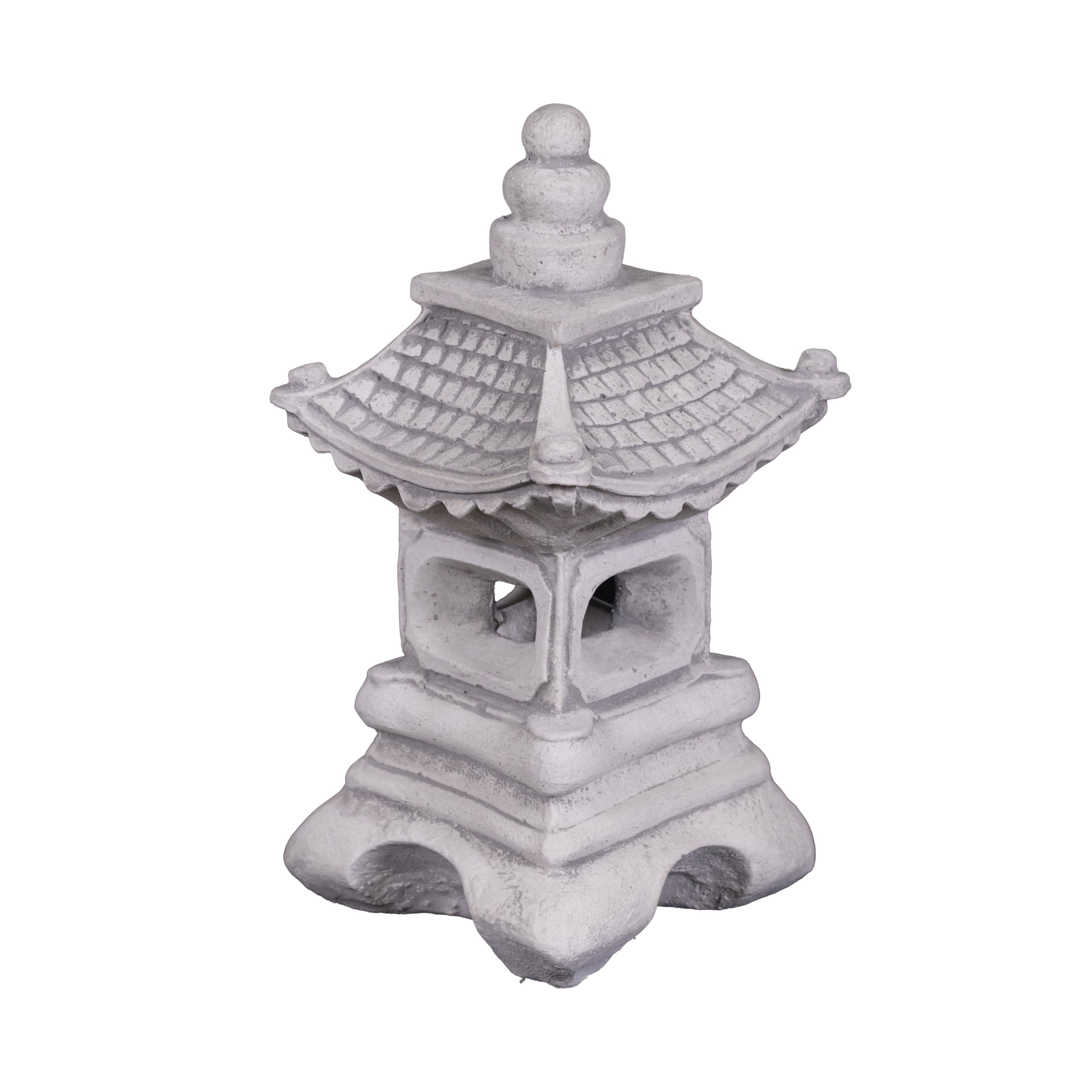 gartendekoparadies.de Japanese Garden Stone Lantern Yukimi 31cm Height 16cm Width 6kg Grey Cast Stone Frost Proof Outdoor