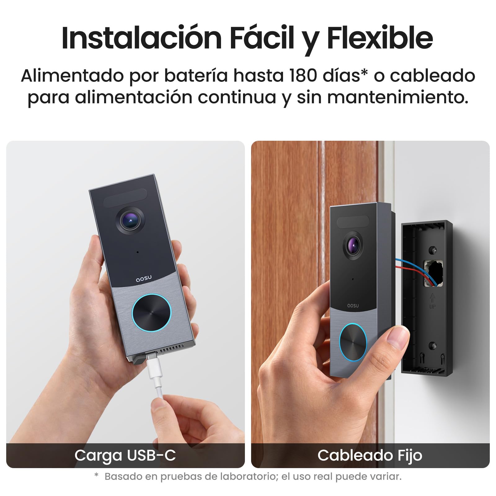 aosu 3K Timbre Inalámbrico con Cámara, WiFi 5G Radar Detector Batería 180 D | 180 Días Batería, Visión Infrarroja, 166° Gran Angular Ver Más, Compatible con Alexa y Google, Impermeable