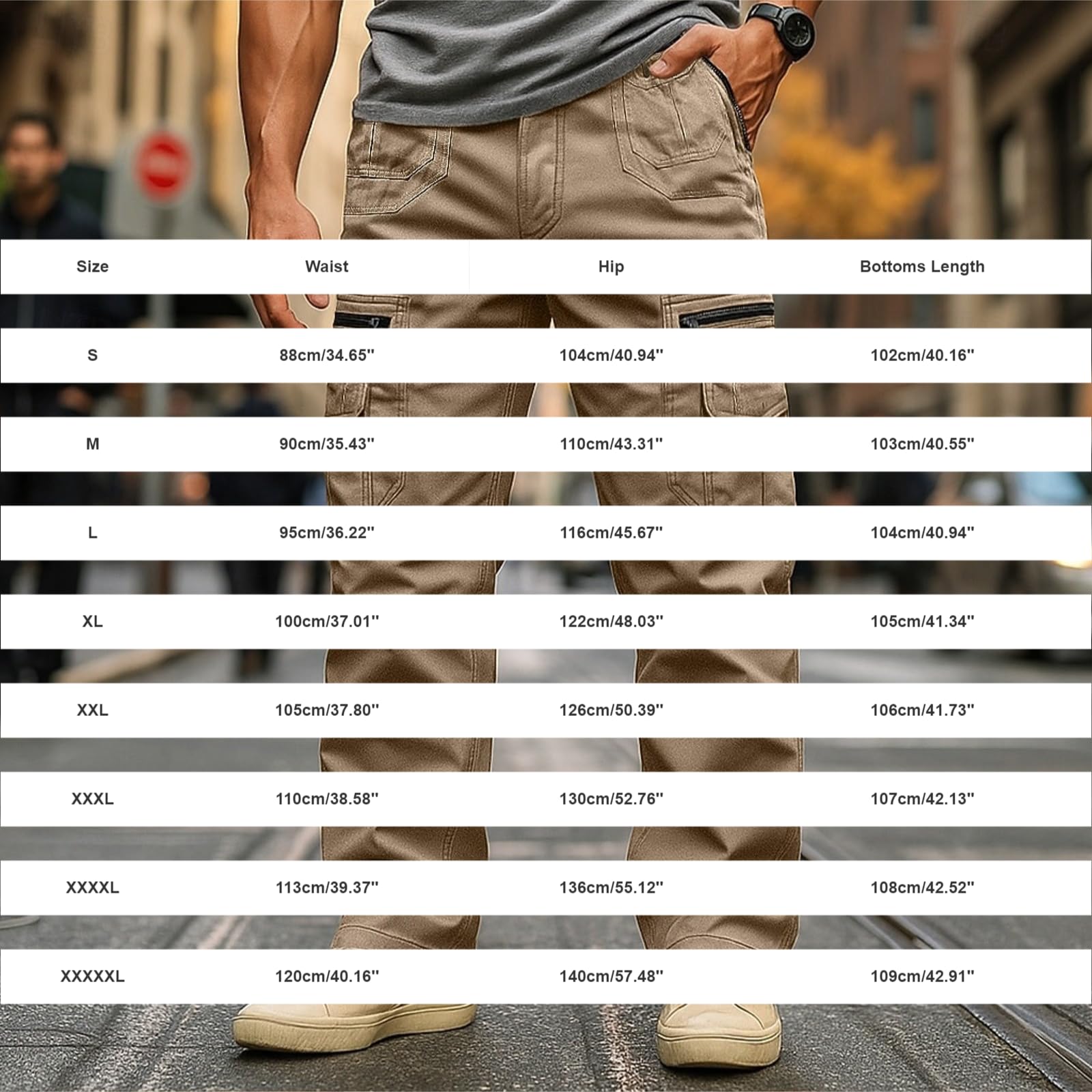 Pantalones tácticos de trabajo para hombre con bolsillo con cremallera