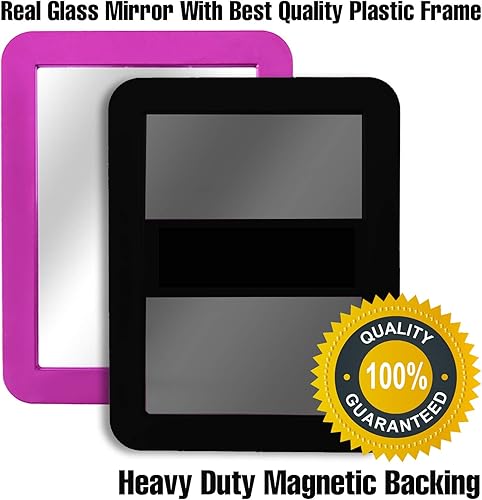 Miniatura 5 de Espejo magnético para casillero de niños y niñas, blanco de 5 x 7 pulgadas, espejo magnético de vidrio real para casillero escolar, oficina, hogar