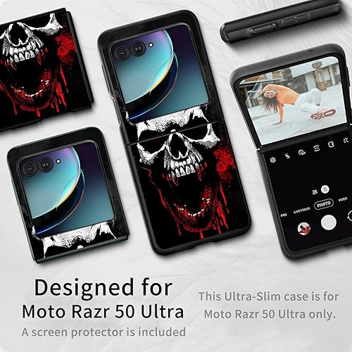 Vista 240 de Funda para Motorola Moto Razr Plus 2023 con protección de pantalla, cubierta trasera de policarbonato duro delgada y ultrafina con patrón de estante