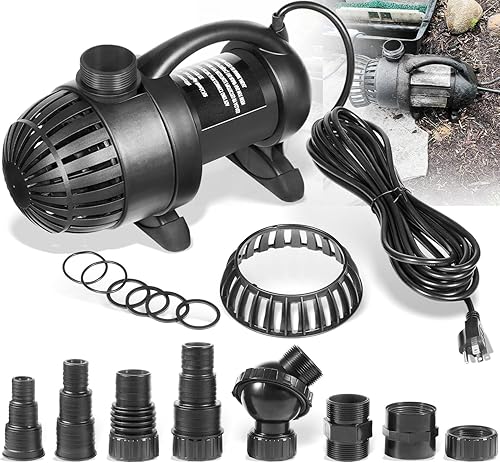 91018 3000 GPH Bomba de agua sumergible para estanque con cable de alimentación de 20 pies y bomba de estanque de altura de elevación de 15 pies