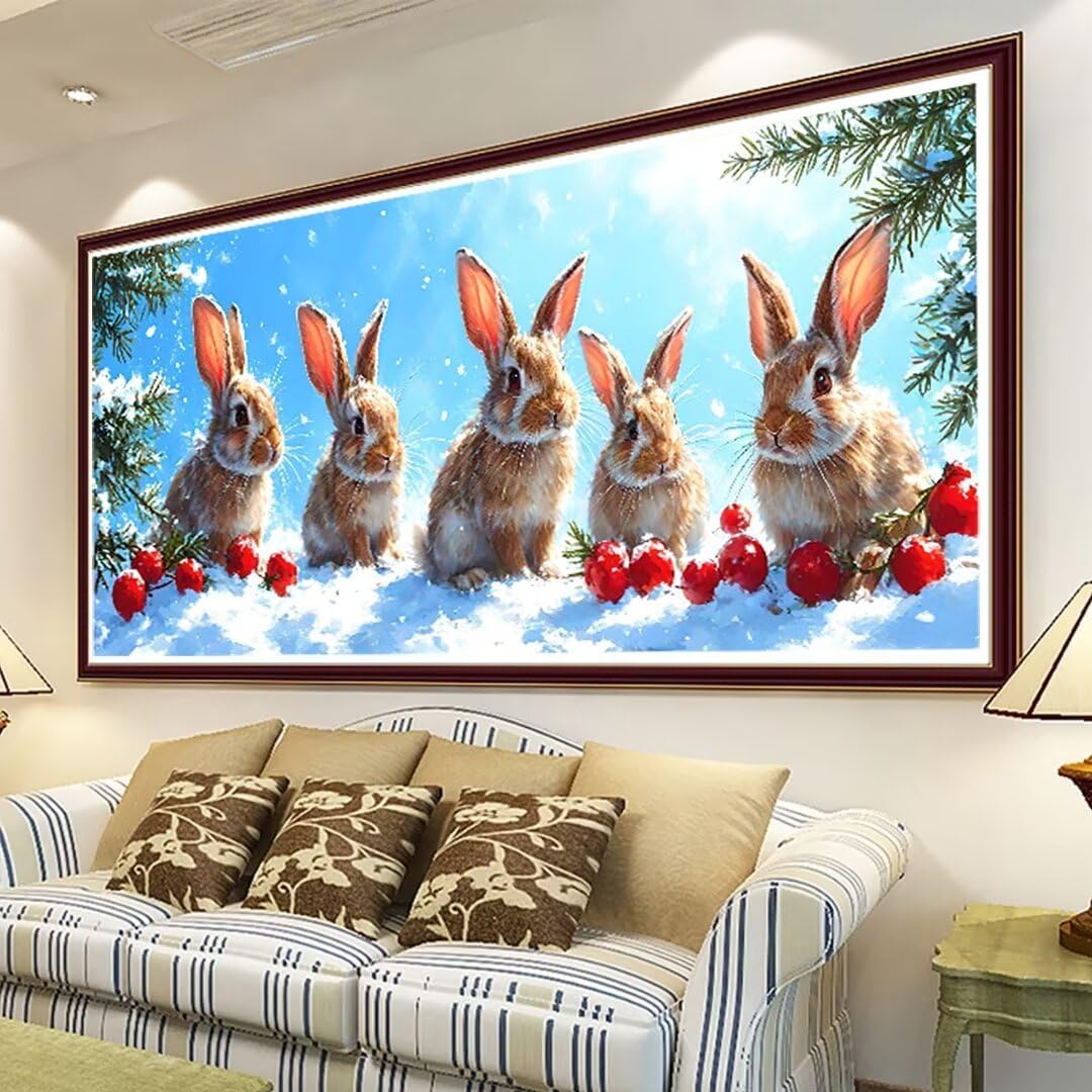 Inverno Dipingi con i Numeri Principianti Adulti, Dipingi con i Numeri Kit Animale Pittura a Olio su Tela Fai da Te - Passatempo per Adulti per la Decorazione Casa o Regalo, Senza Cornice 70x140cm 7-0