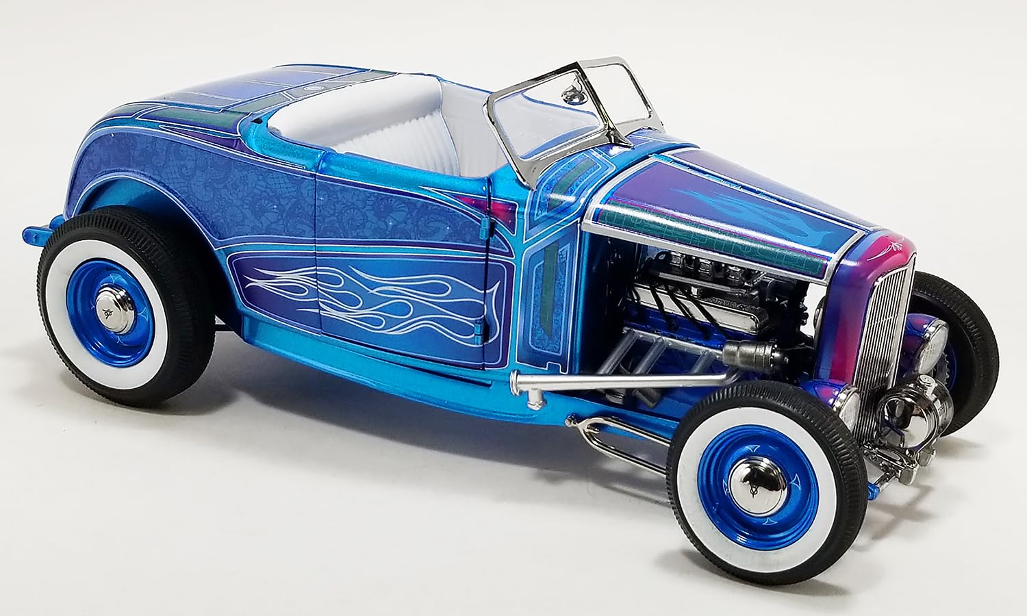 1932 Roadster Hot Rod Blue Metallic With Flames And White