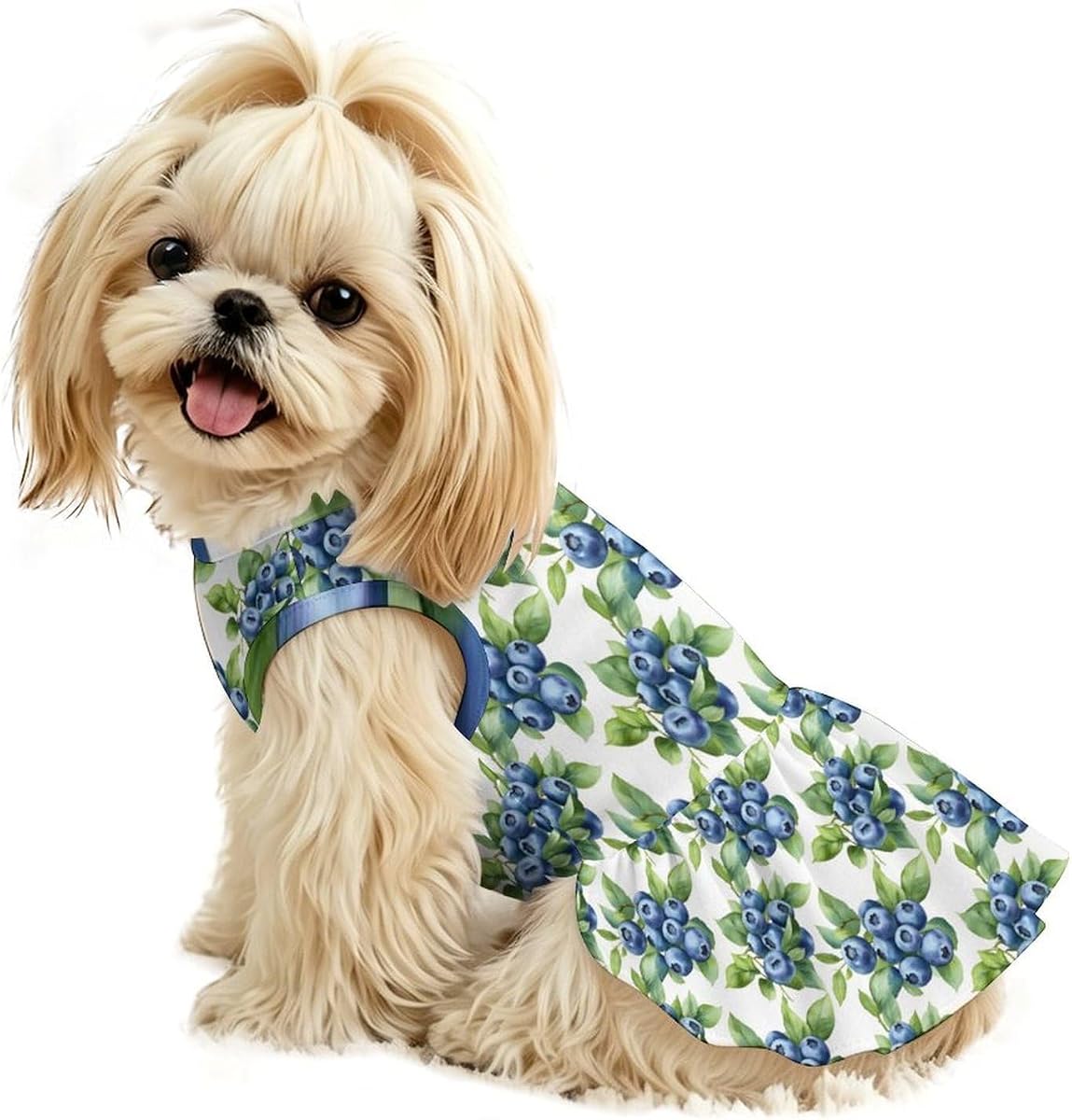 Vestido para perros pequeños, ropa para cachorros y gatos, falda para mascotas, arándanos simples | Mezcla de poliéster, suave y transpirable, vestido para mascotas, dobladillo con volantes, trajes para cachorros y niñas, ropa de verano, caminata diaria, ajuste liviano, cuidado fácil