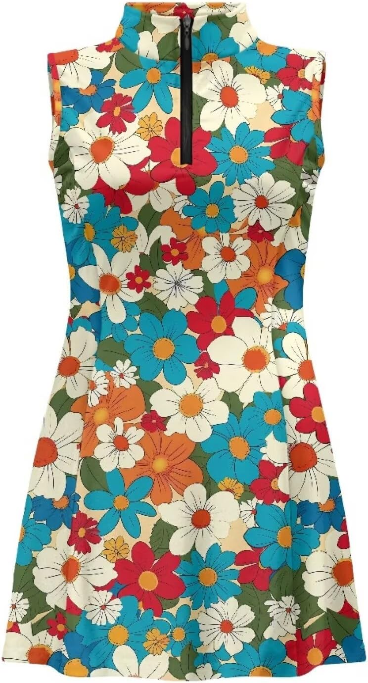 YEXIATODO Women Tennis Dress with Collared Sleeveless Golf Outfits Workout Dresses Athletic Clothes for Tennis Golf Gym