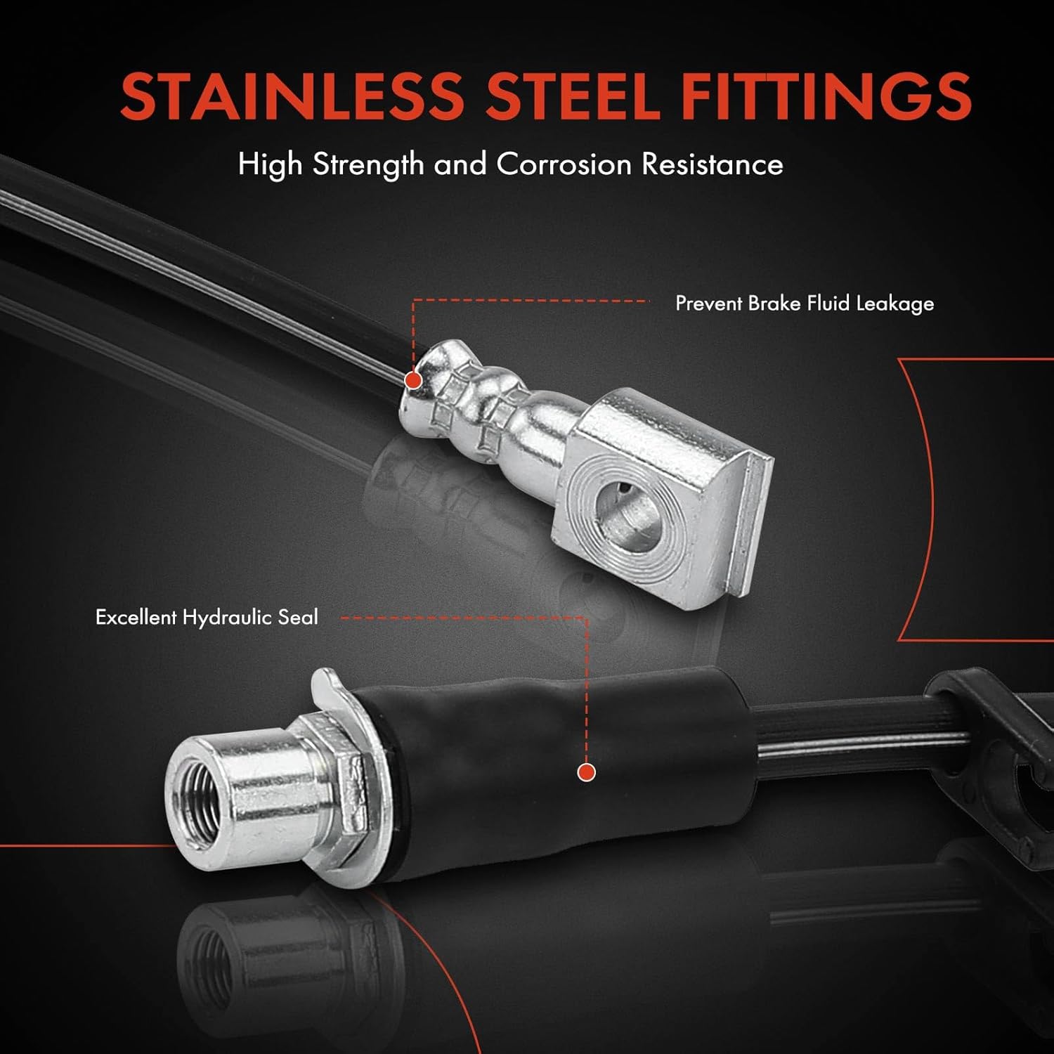 A-Premium Front Driver Side Brake Hydraulic Hose Compatible with Select Ford and Lincoln Models - Expedition 2007-2014, Navigator 2007-2014, V8 5.4L, Sport Utility - Replace# DL1Z2078C, AL1Z2078A