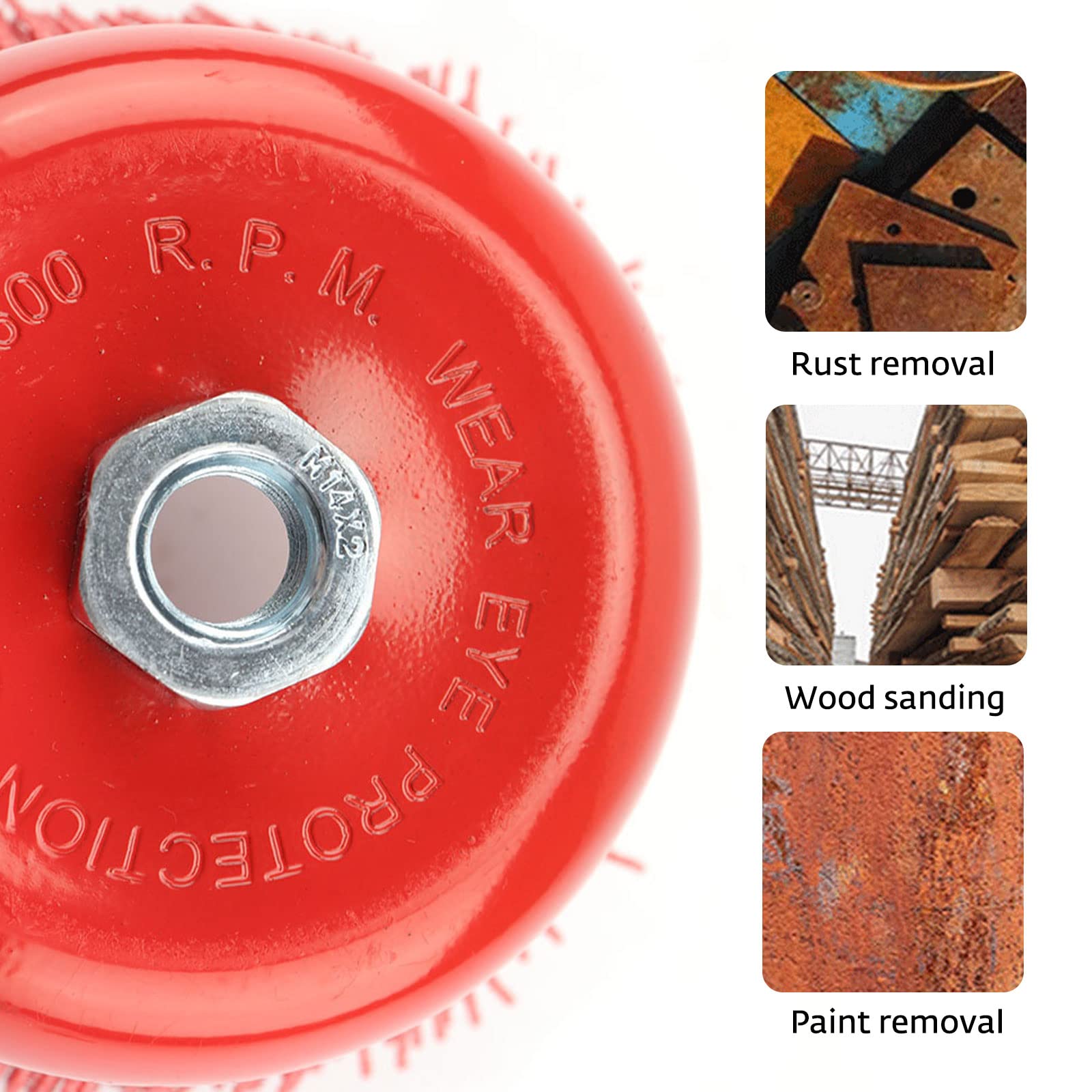 Spazzole A Tazza Nylon 100mm 2 Pezzi - Per Smerigliatrice, Filettatura M14, Lucidatura E Pulizia - Foto 10