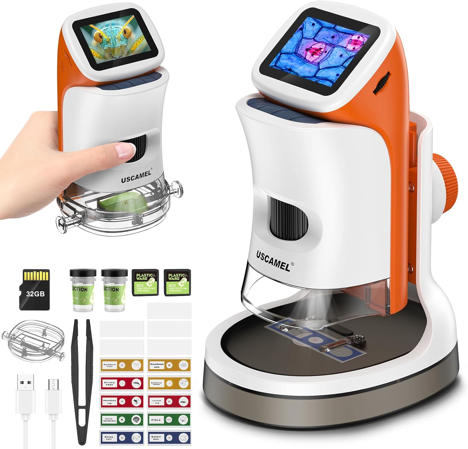 USCAMEL Handheld Microscope for Kids 1000x with 2" LCD