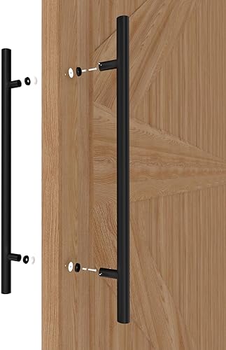 Miniatura 4 de Tirador redondo de acero inoxidable de 48 pulgadas para puerta de doble cara, manija de puerta de granero deslizante francesa, manijas comerciales