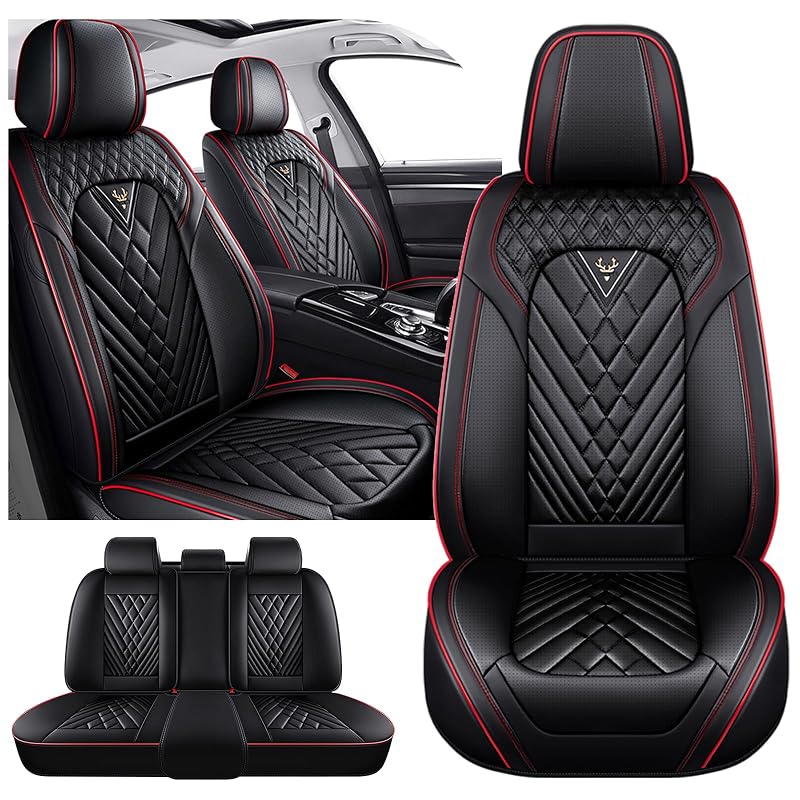 Kit completo de capas para bancos Toyota Sienna 2000–2026 em couro Nappa, preto e vermelho, 5 lugares INSORIC