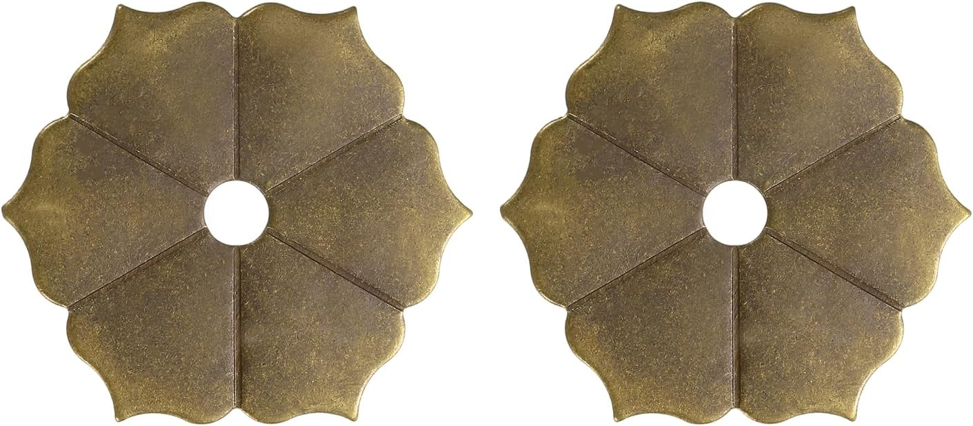 uxcell 2pcs Cabinet Knob Backplate, 1.77 Inch Hex Flower Shape Brass Backplate Washers Classical Furniture Decoration Gasket for Cabinet Drawer Cupboard Doors Hardware(Bronze Tone)