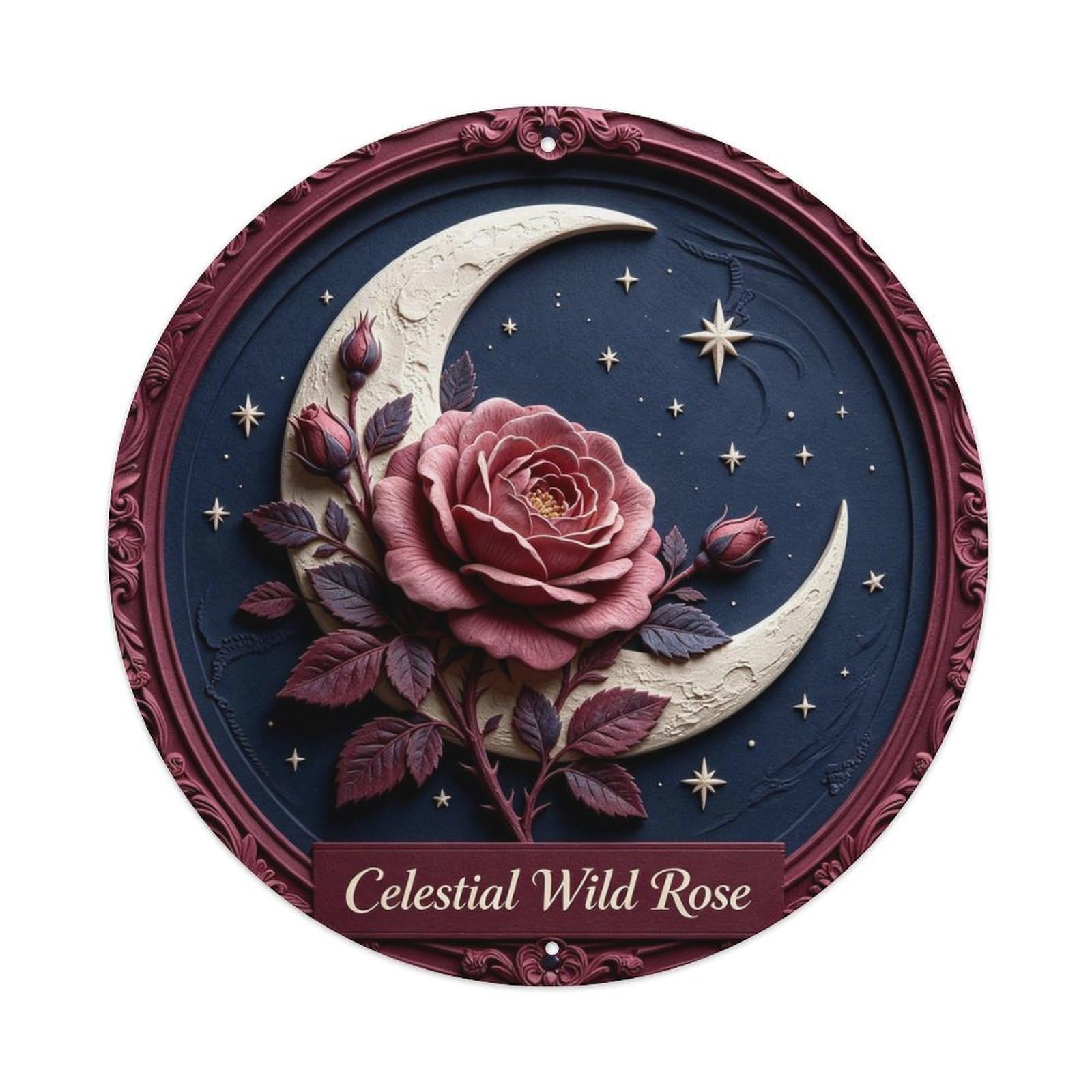 Celestial Wild Rose Metal Tin Sign Plaque
