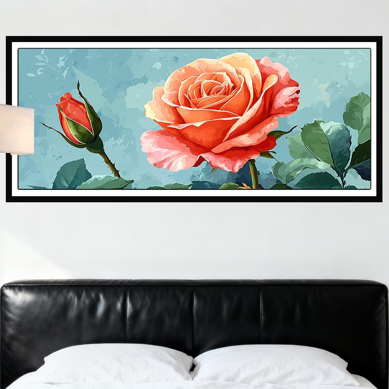 Maluj według numerów dla dorosłych różowy 180x70 cm XXL malowanie według numerów dorośli kwiaty zestaw, DIY DIY Kit Paint by Numbers Zawiera pędzle i Pigment Akrylowy Prezent Kobieta Dekoracja Domu L