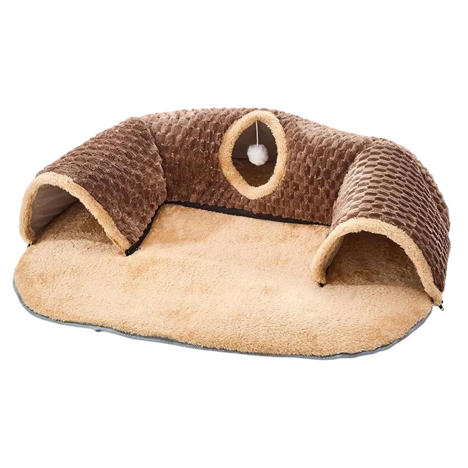 Tunnel Fonctionnel pour Chat, Cachette et pour Petits Animaux, Brown L