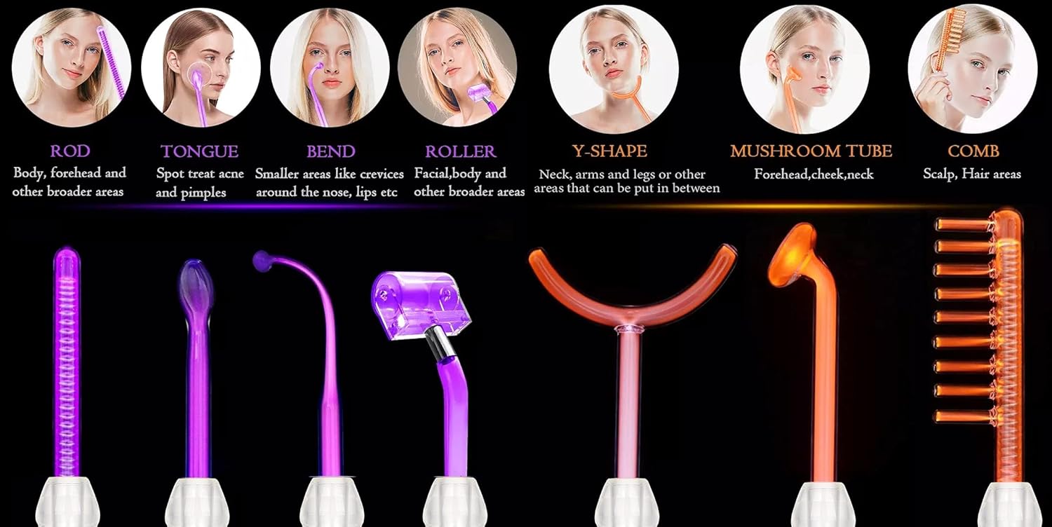 LlFT Wand Professional High Frequency Machine Anti-Aging Facial w/ 7 Electrodes and Aluminum Case : Beauty & Personal Care