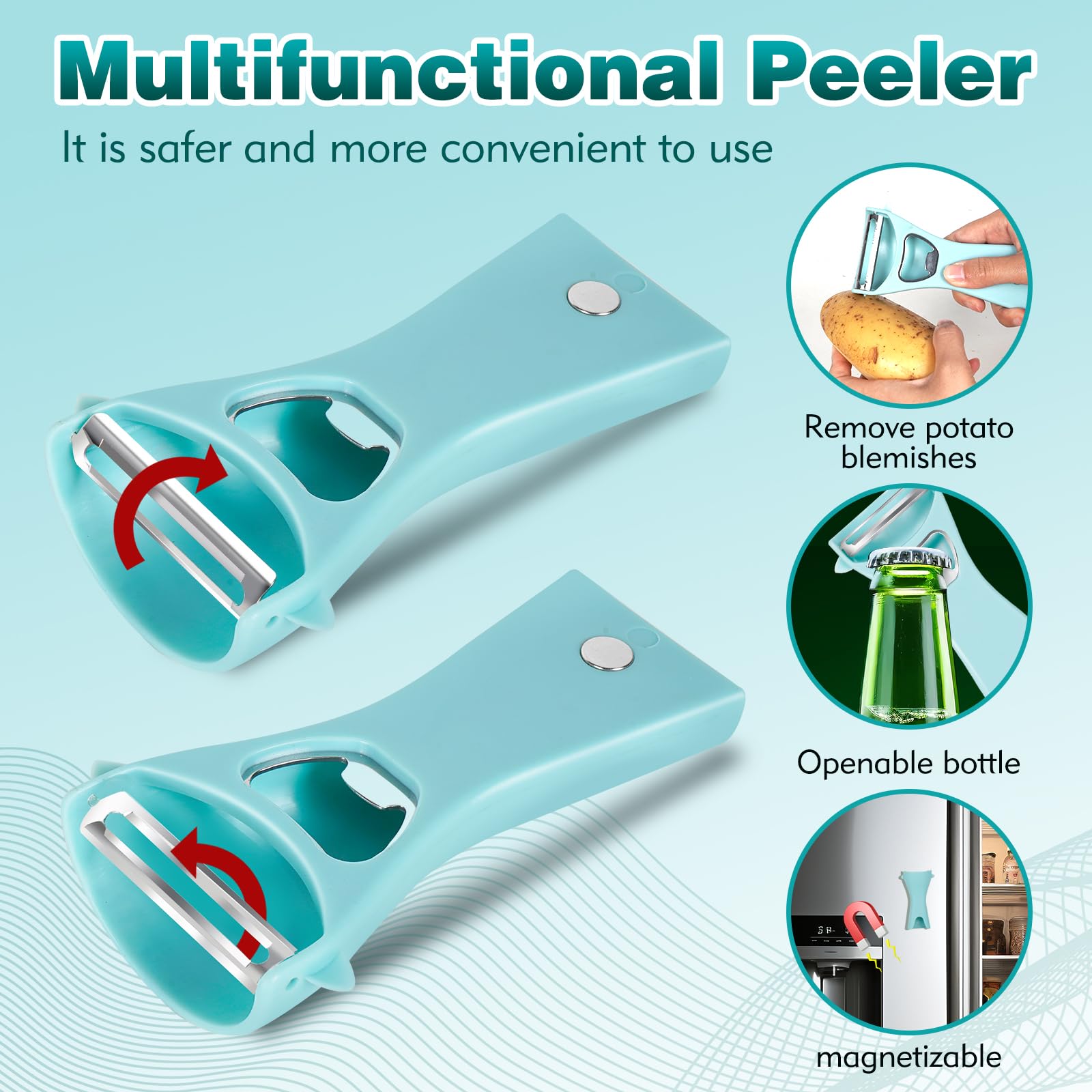 5 in 1 Potato Peeler, Y-Shaped Stainless Steel Rotary Vegetable Peeler for Kitchen Fruits Orange Carrots Eggplant Mango Cucumber Etc - Image 2