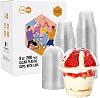 Turbo Bee 120 Pack 9 OZ Clear Plastic Cups with Dome Lids, Disposable Dessert Cups with Lids for Fruit, Snack Smoothie, Pudding and Ice Cream (No Hole)
