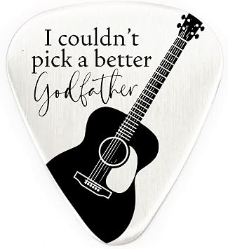 SM Design Stainless Steel Guitar Pick Couldnt Pick A Better Godfather Guitar Pick for Godparent Gift Birthday Gift Baptism First Communion Confirmation Godfather