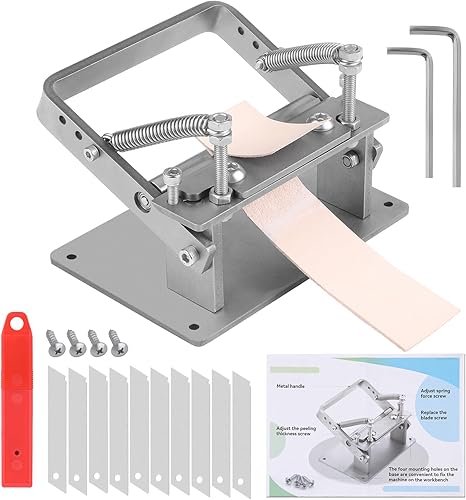 Miniatura 1 de Máquina peladora manual de cuero con divisor de cuero, esquiador de pelado de cuero, herramientas de skiving de cuero con mango de instrucciones