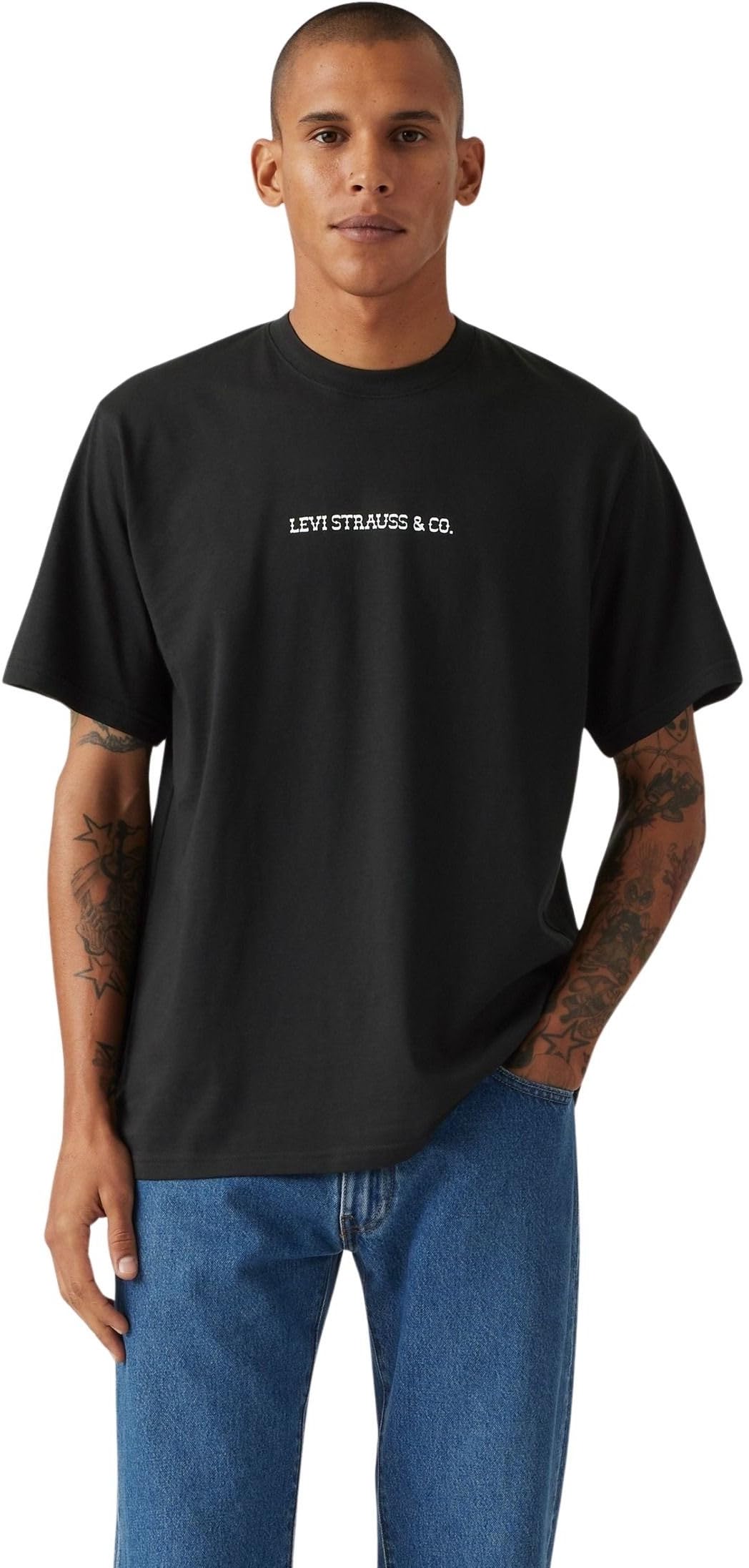 Levi's Men's Archival Rodeo Map Mineral Black - Blacks T-Shirt In Cotton, Relaxed Fit, Black (Archival Rodeo Map M), M