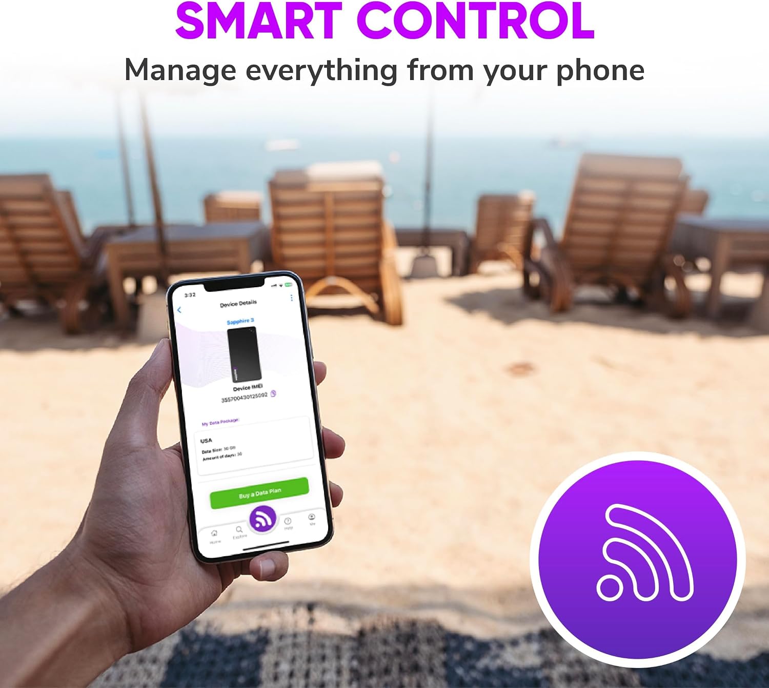 TravelWifi Sapphire Touch 4 - Portable Global Hotspot for 200+ Countries with 4G+ Cat 13 speeds up to 390 Mbps, Plus Free 5GB Startup Data and Free 1GB Monthly for 3 Years.