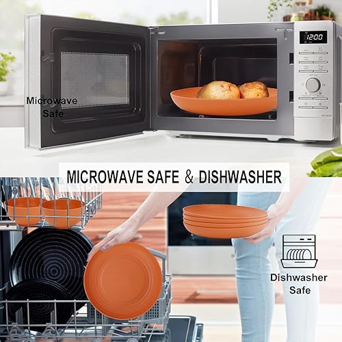 Miniatura 4 de Juego de vajilla de paja de trigo de 28 piezas, juego de vajilla irrompible apto para microondas y lavavajillas, juego de vajilla reutilizable,