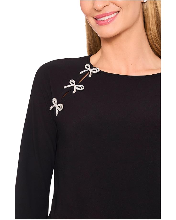 CeCe Pearl Bow Applique Long Sleeve Knit Top - #3 of 3