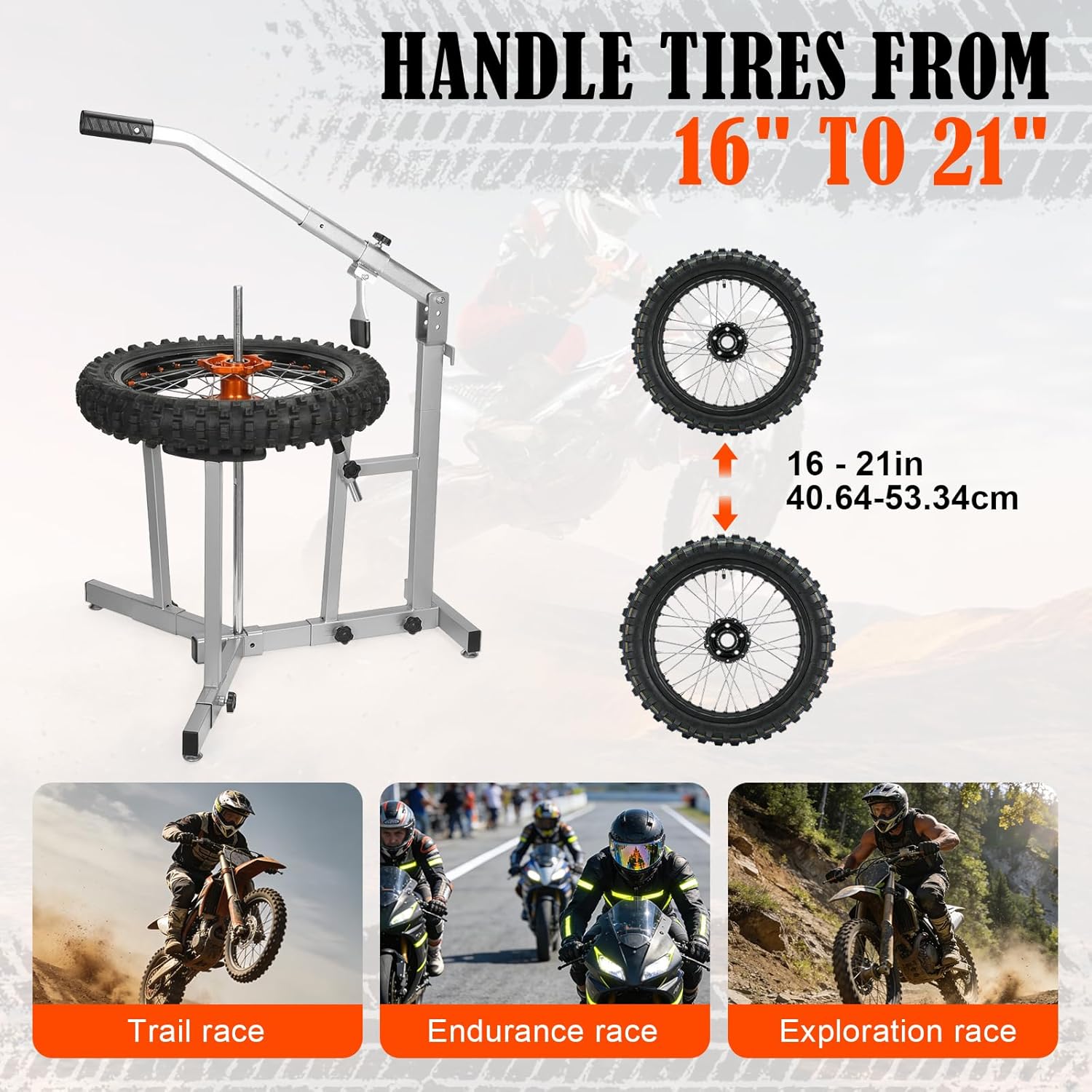 Generic Manual Tire Changer Street Motorcycle Tyre Change Starter Kit Fits for 16in-21in Wheels Wheel Bead Breaker Tool for Home Garage Small Auto Shop