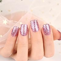 Vista 2 de Imtiti Esmalte de uñas de gel, 1 unidad de 0.5 onzas líquidas, esmalte de uñas de gel rosa transparente colorido con purpurina, esmalte de uñas