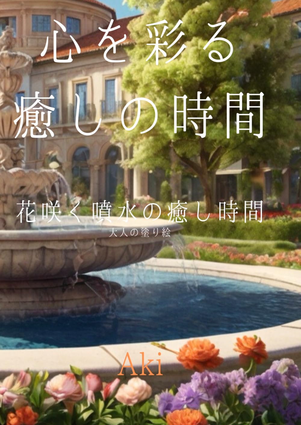 心を彩る癒しの時間: 花咲く噴水の癒し時間:大人の塗り絵 (Tranquil Lines)
