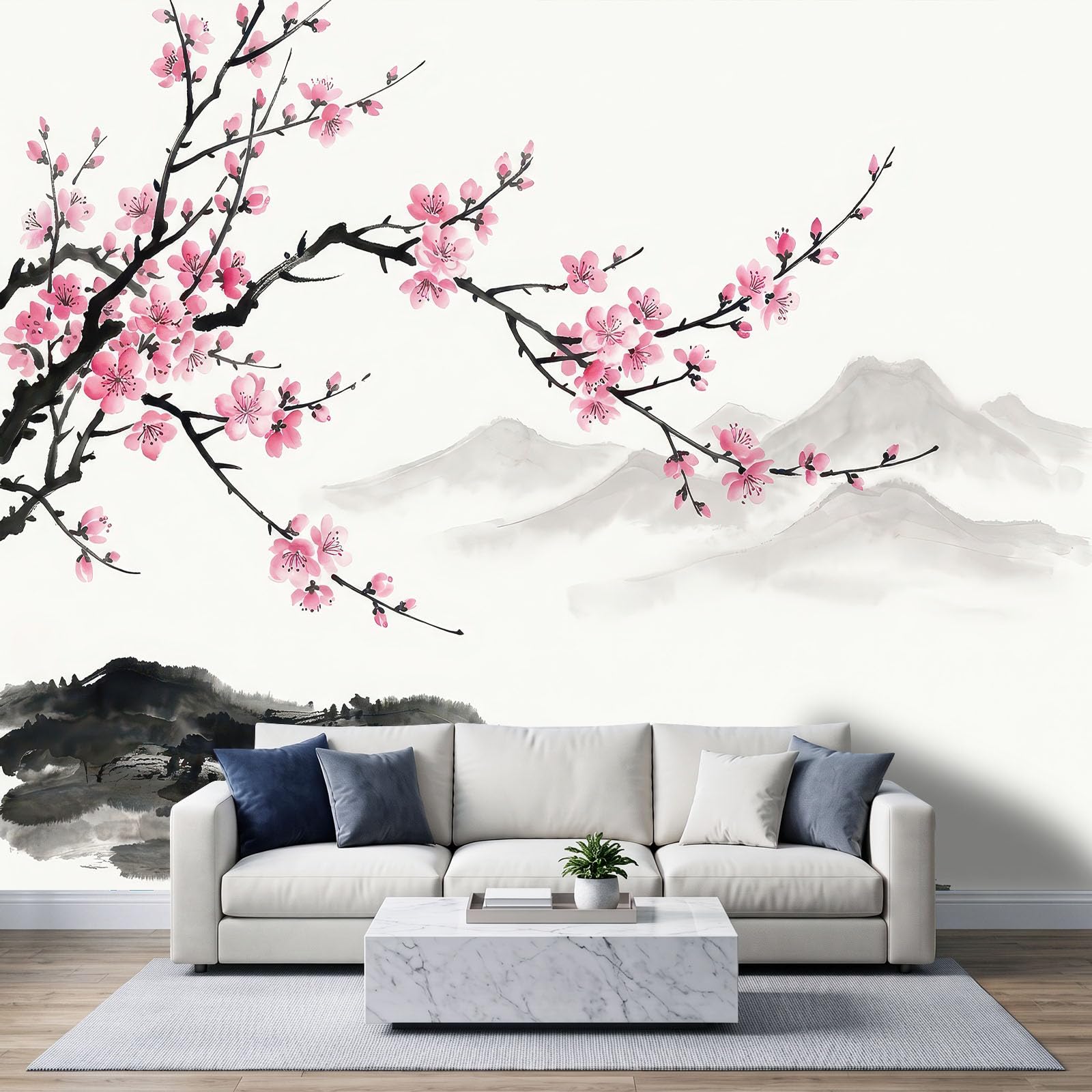 Tradycyjne rośliny, kwiaty, góry, fototapeta, fototapeta, 500 x 280 cm, flizelina, fototapeta, salon, sypialnia, pokój dziecięcy, telewizor, sofa, tło rodzinne, dekoracja ścienna, beżowa