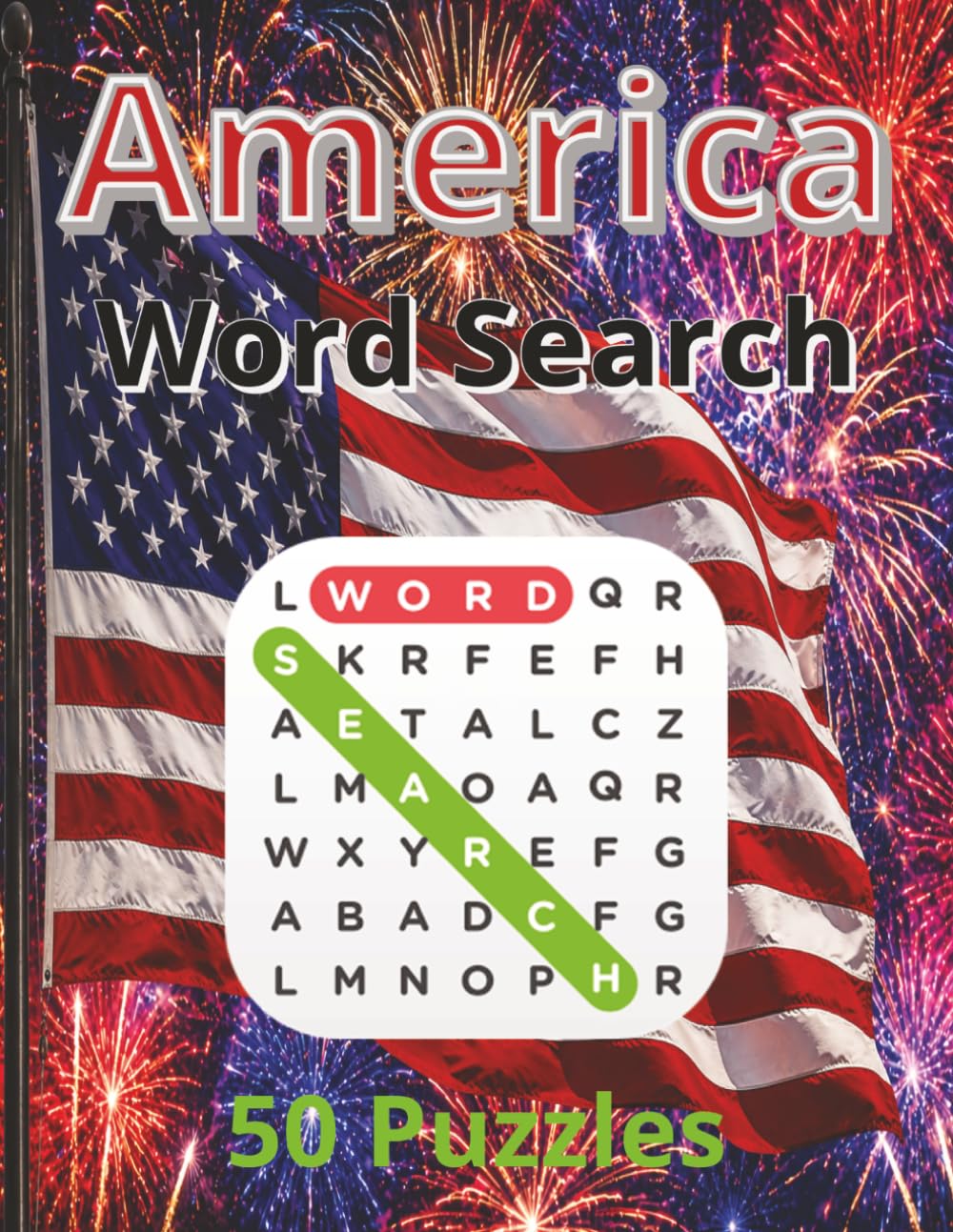 America Word Search: Celebrate America | 8.5x11 | 50 Puzzles with Solutions